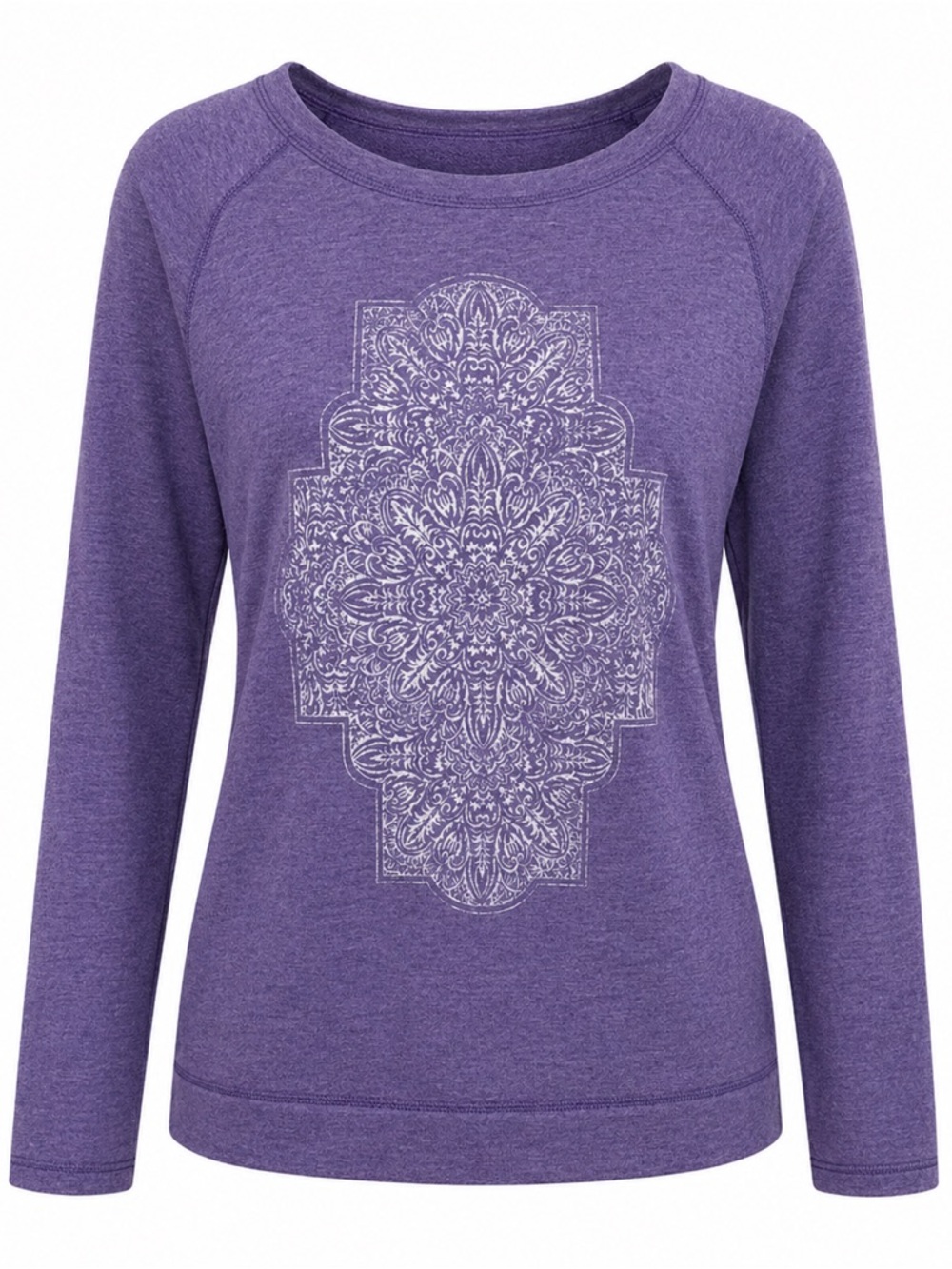 St. John's Bay Active Size PM Purple Sweatshirt with Intricate Floral Design